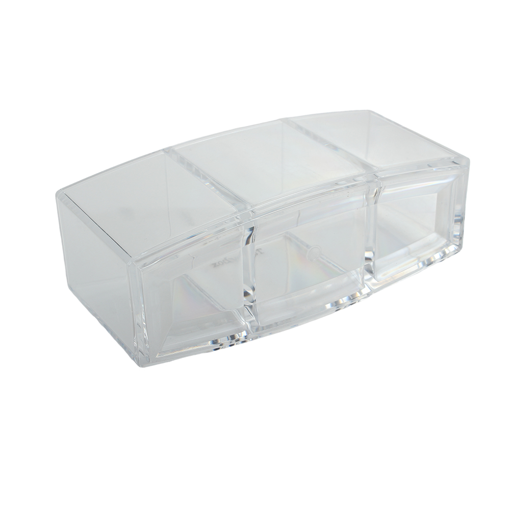 Tasybox Clear Makeup Brush Holder Organizer, 3 Slot Acrylic Brushes Storage, Eyeliners Eyebrow Pencil Display Case