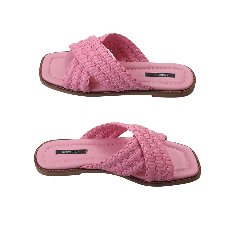 Aramingo Women's Slippers, Indoors Outdoors Bathroom Beach Pink Non-Slip Flat Bottomed Slippers