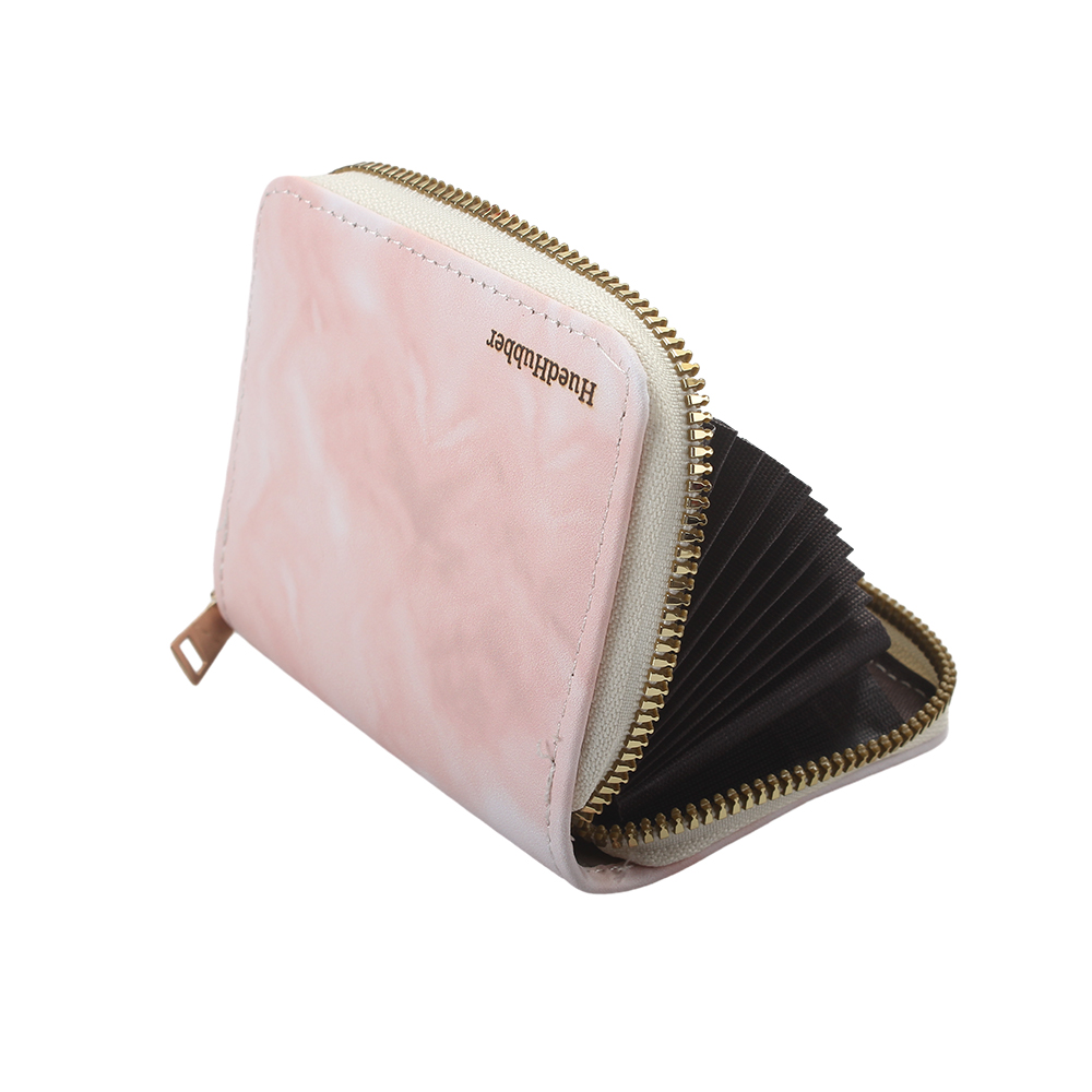 HuedHubber Credit card holder and bank card holder with zipper, compact mini change card holder
