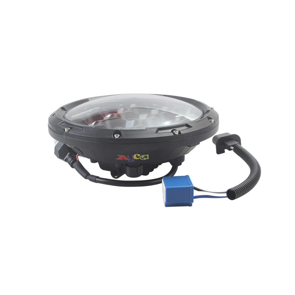 AUCD Car headlights 13 bead round lights 7 "headlights 75W headlights high and low beams off-road vehicle modified lights