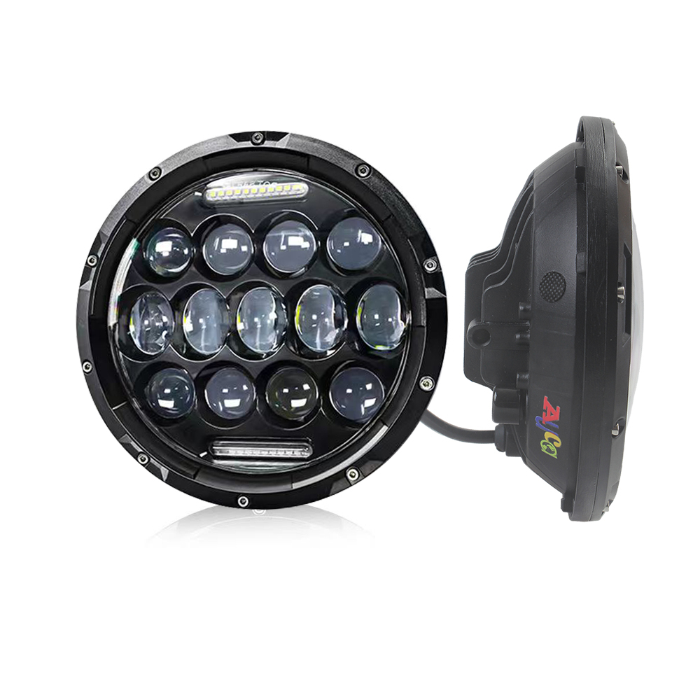AUCD Car headlights 13 bead round lights 7 "headlights 75W headlights high and low beams off-road vehicle modified lights