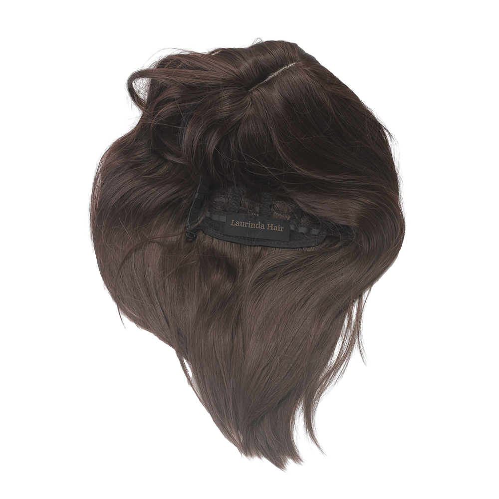 Laurinda Hair Human hair wig headwear , Natural Wavy Straight 18inch Hair Toppers for Women, full head cover