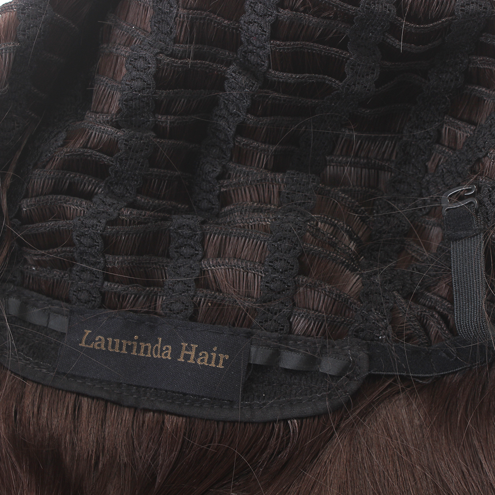 Laurinda Hair Human hair wig headwear , Natural Wavy Straight 18inch Hair Toppers for Women, full head cover