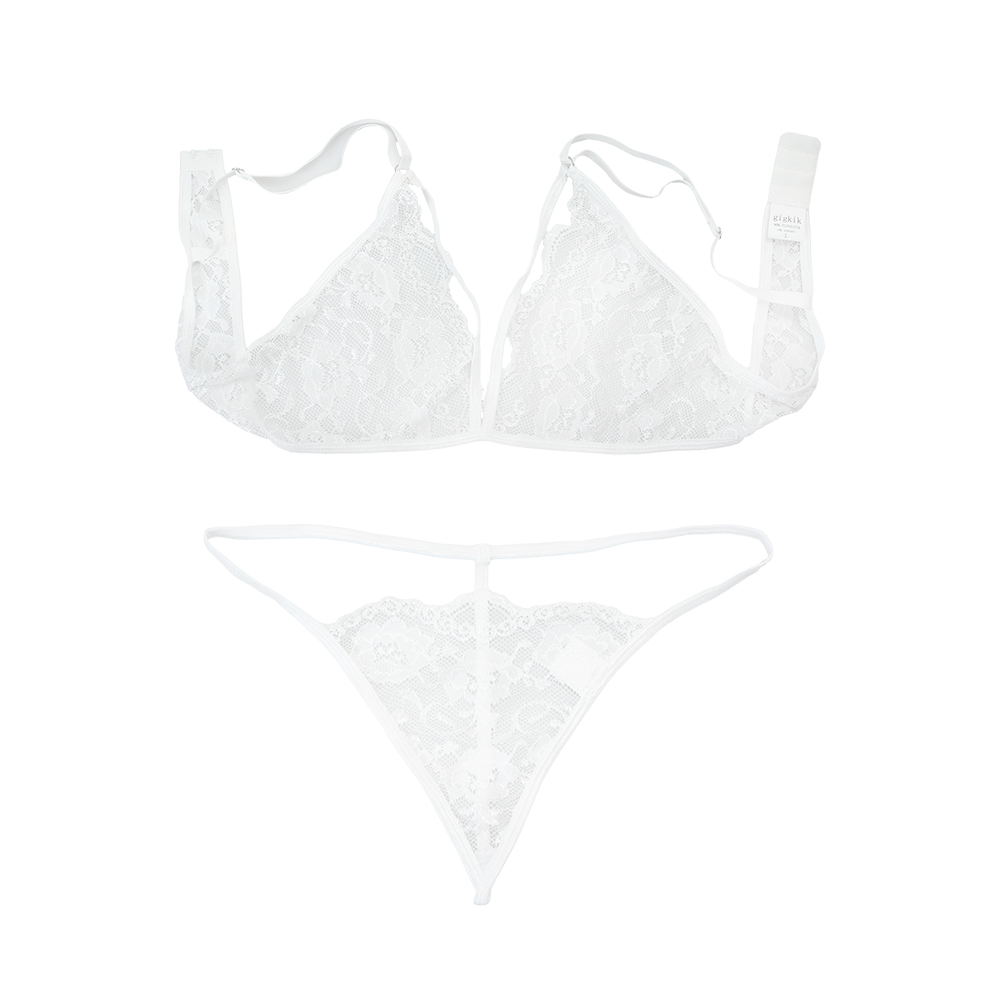 Gigkik Women's two-piece lingerie set, featuring sexy lace mesh ultra-thin breathable underwear