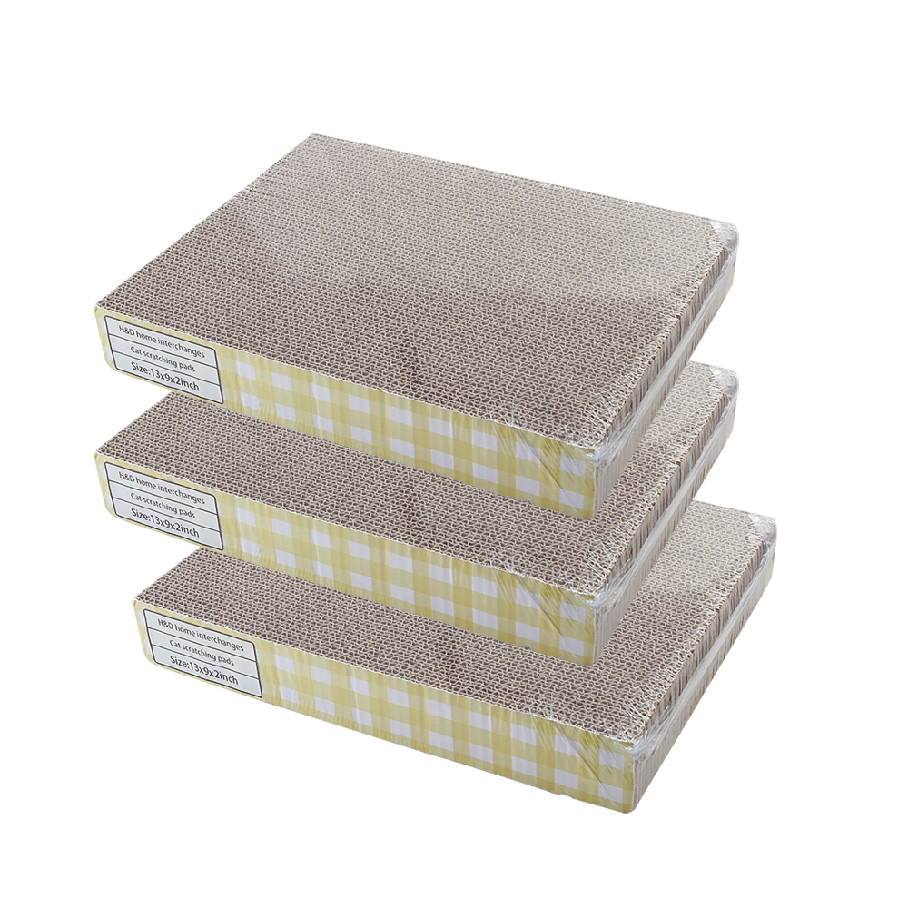 H&D home interchanges Cat scratching pads, 3 Packs Reversible Scratcher Cardboard for Indoor Cats Sleep Play and Grind Claws