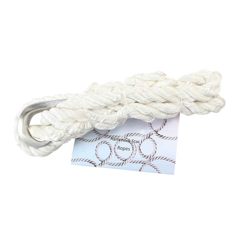 Hammock Star Rope, 100% Nylon Boat Anchor Rope with Thimble,Twisted Anchor Line for Boat/Sailboat/Mooring/Pull Lines