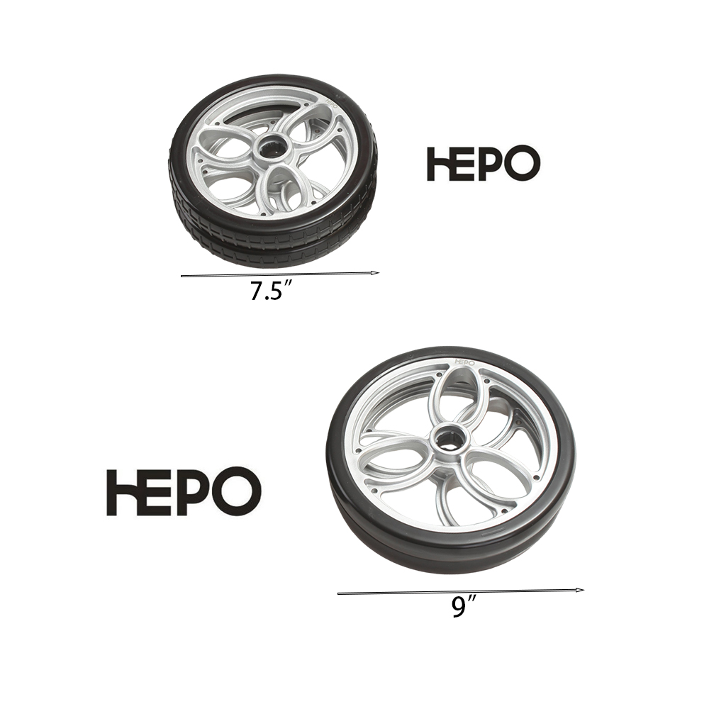 HEPO Casters for shopping trolleys, lightweight trolleys Set,Suitable for Folding Rolling trolleys(Front Wheels 10 Inches-2pcs, Rear Wheels 8 Inches-2pcs)