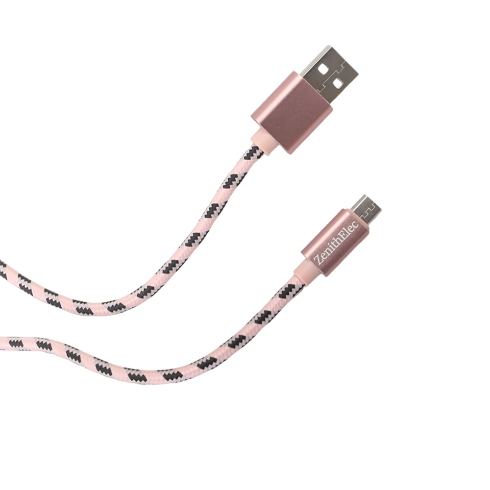 ZenithElec USB data cable,3.3FT/6FT Android system nylon rope woven coral stripe data cable