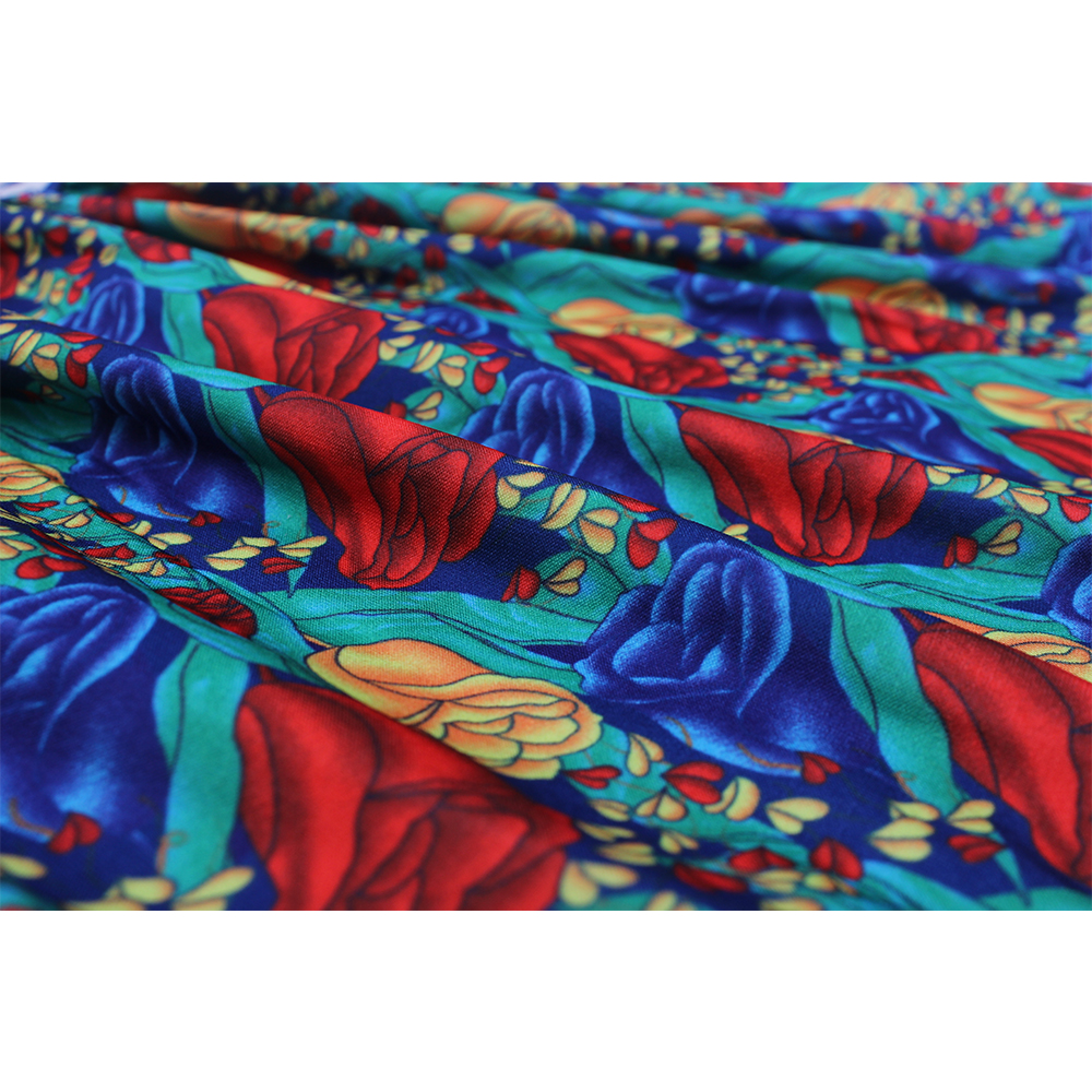 Itibanfuku Little Girls Dress Printed Dress Striped Stitching Short Sleeve Dress（Blue-Artificial Flower）