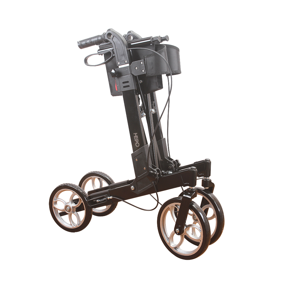 HEPO Shopping trolleys,Foldable Rollator trolleys with Seat,360° swivel front and rear wheels lightweight walker for seniors