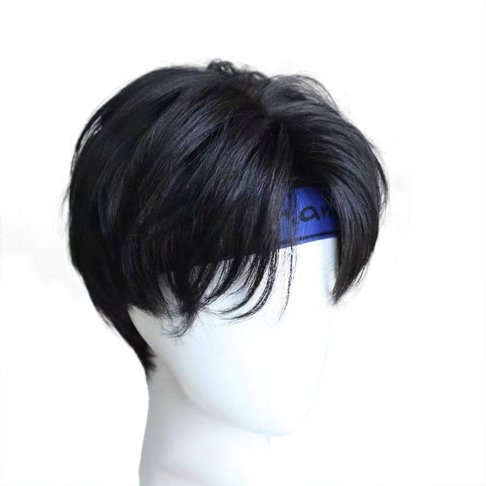 Mildiso Men's Small-Sized Toupee Natural Fluffy Hair Texture Full Head Cover Short Hair Wig