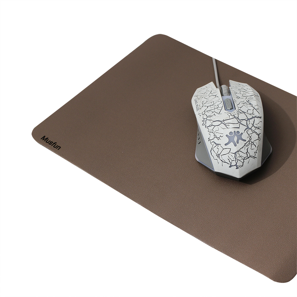 Musfun Anti-Slip Leather Mouse Pad, Compatible with Wired and Wireless Mouse(Coffee)