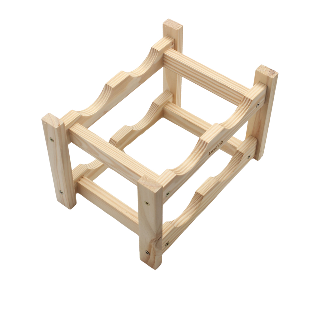 LuxeVib Bottle Rack, Red Wine Bottle Rack, Small Solid Wood Red Wine Display Rack