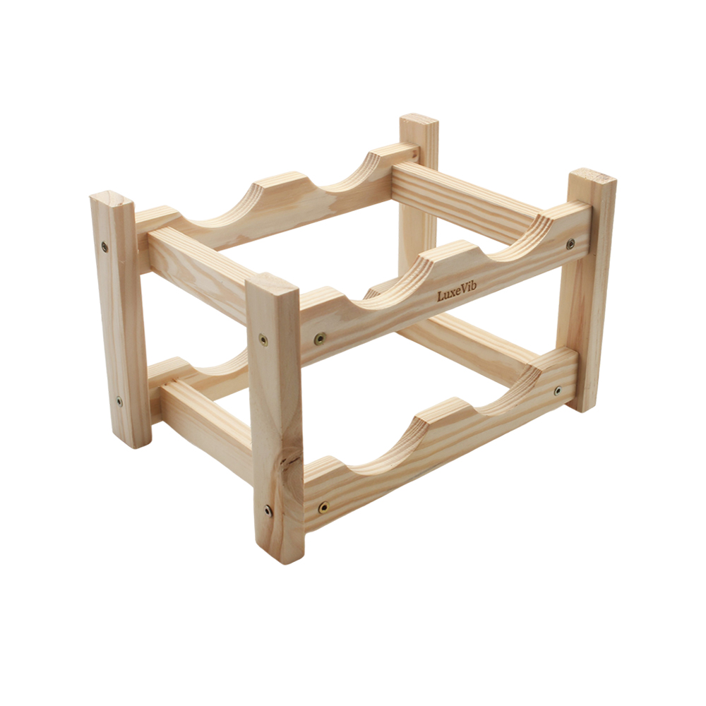 LuxeVib Bottle Rack, Red Wine Bottle Rack, Small Solid Wood Red Wine Display Rack