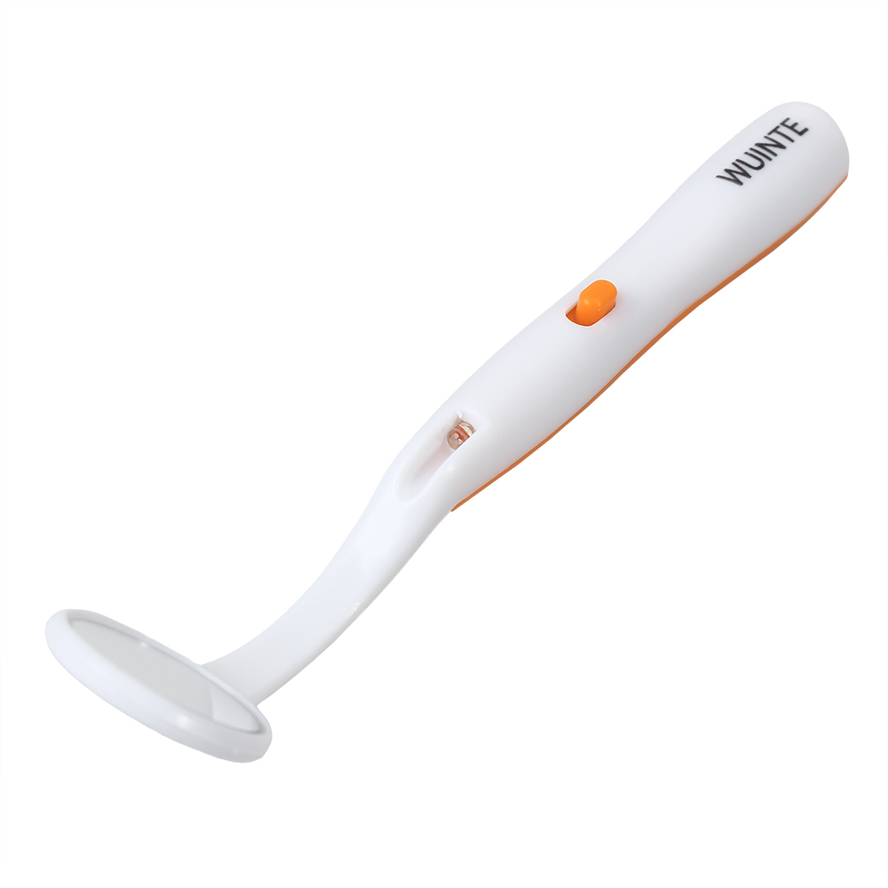 WUINTE 2PCS Oral Dental Mirror Mouth Tooth Inspection Mirrors with Bright LED Light (Orange)