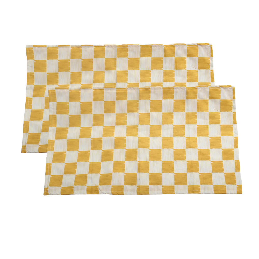 Pillow Cases Set of 2, Yellow White Gingham Design Pillowcase for Sofa Bedroom Bed (20"x30")