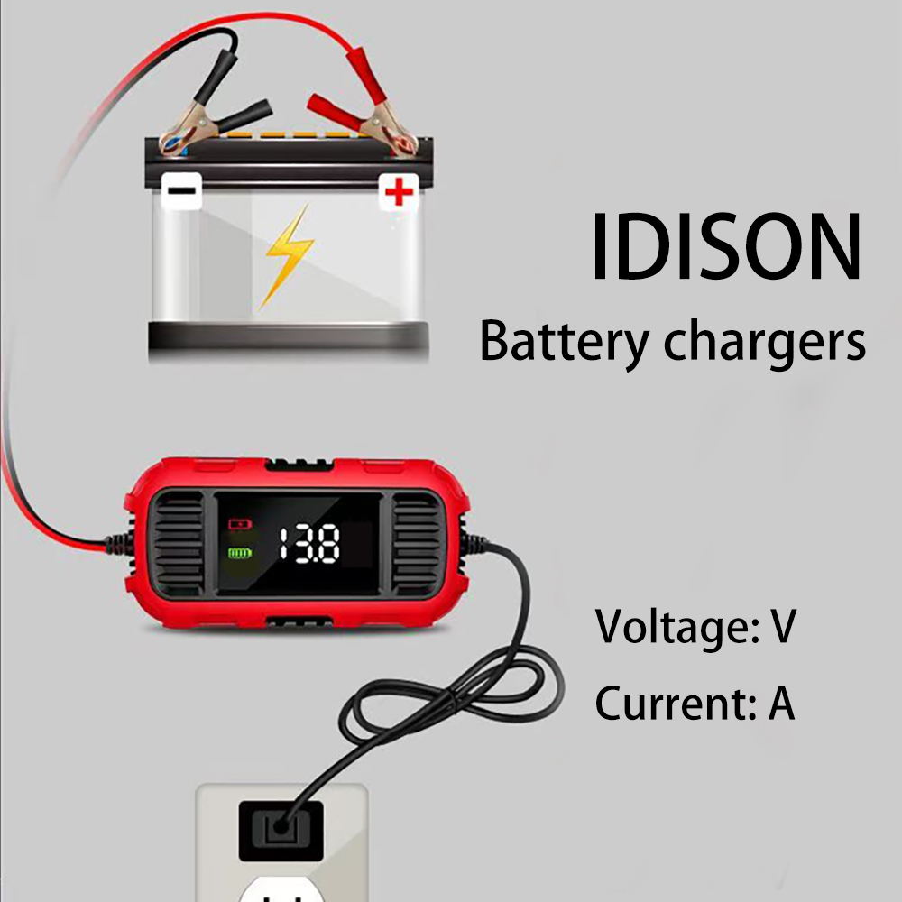 IDISON Battery Charger Motorcycle Battery Charger 12V Battery Automatic Universal Charger ﻿