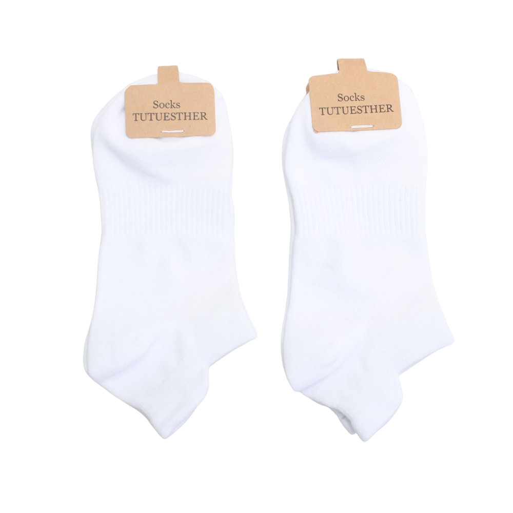 TUTUESTHER 2 Pairs Pure Cotton Socks,White, Summer Thin, Comfortable Breathable,Short Socks