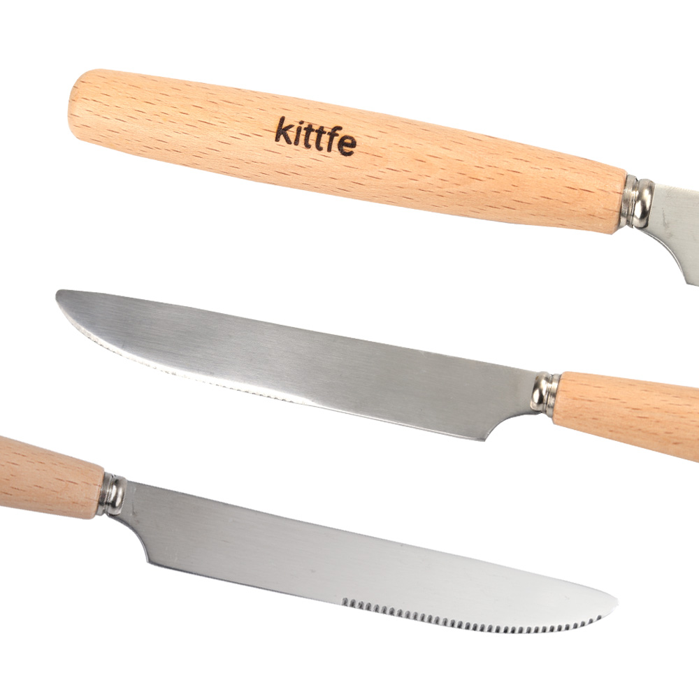 Kittfe 2-Pack Table knives,Wood Handle Stainless Steel Dinner Knives.
