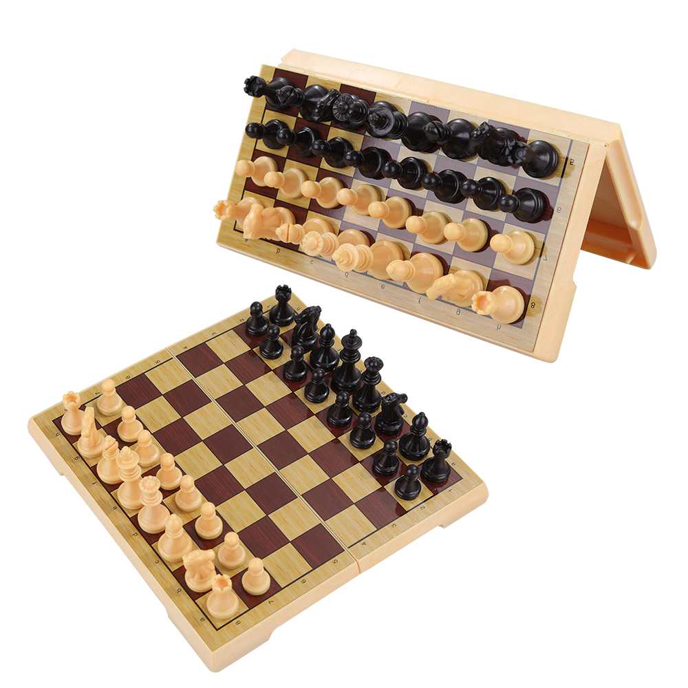 MYHARNEY Magnetic Wooden Chess Folding Board Beginner Chess Set for Kids and Adults