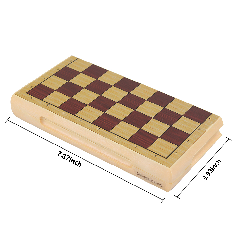 MYHARNEY Magnetic Wooden Chess Folding Board Beginner Chess Set for Kids and Adults