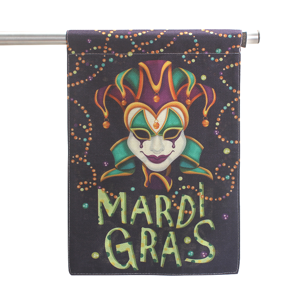 Dyrenson Textile Flag,12X18Inch Joker Mardi Gras Garden Flag Home Decoration,Spring Mask Festival Masquerade Celebration Decoration