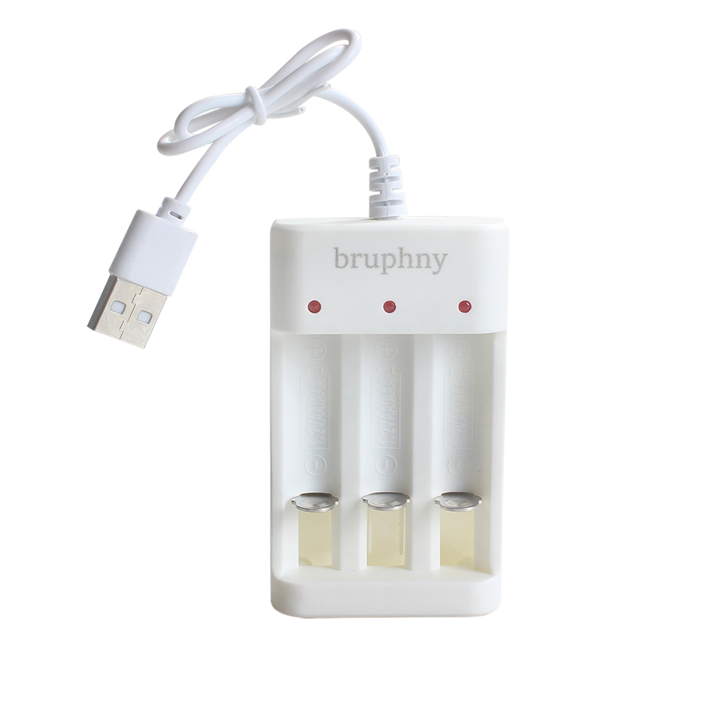 Bruphny AA AAA Battery Charger, USB High-Speed Charger With Charging Indicator Light, Independent Slot, for Ni-MH Ni-CD Rechargeable Batteries