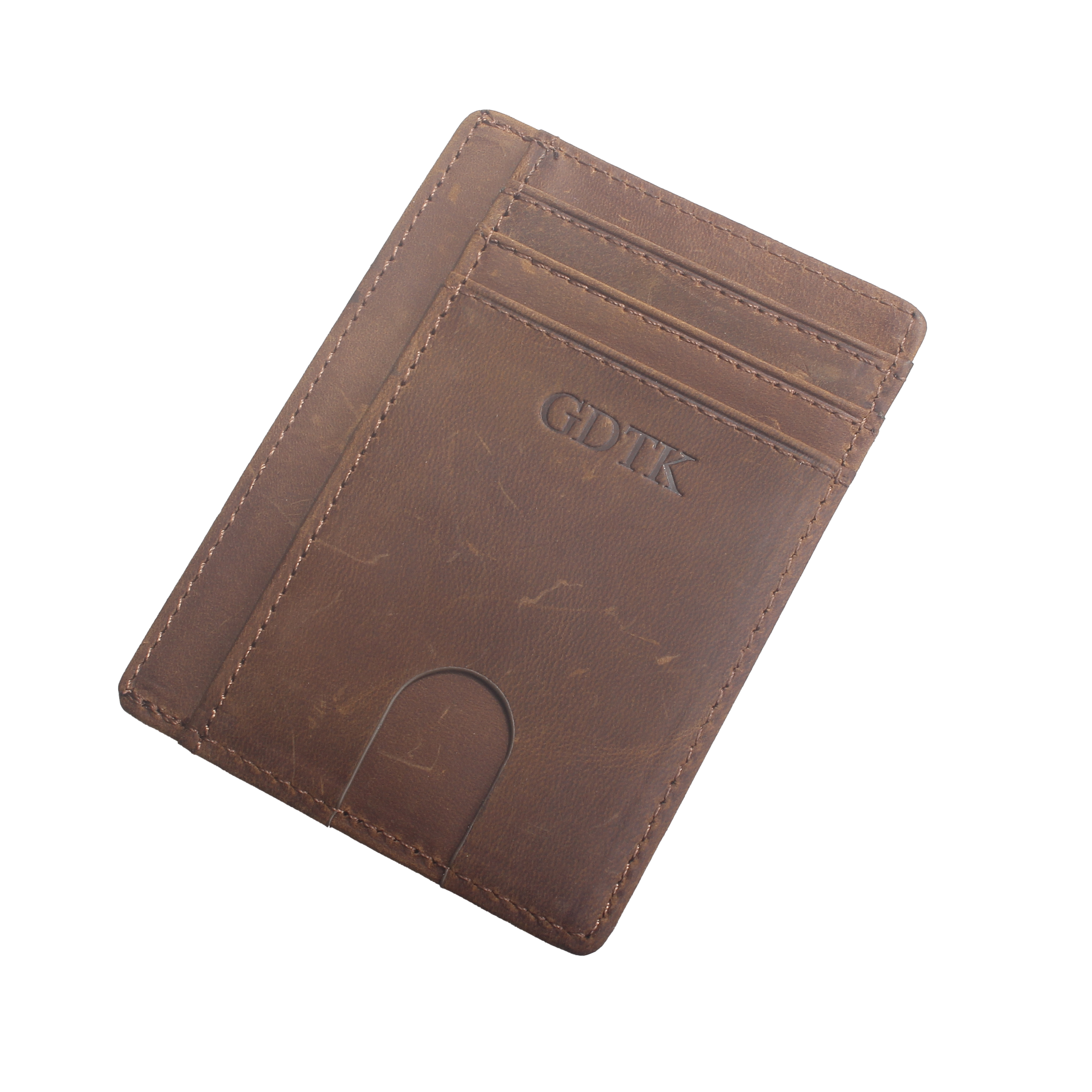 GDTK Card Wallet,Leather Card Holder,Minimalist Wallet - Card Cases with ID Window for Men Women (Brown)