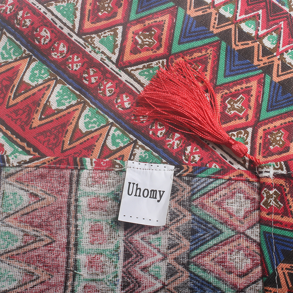 Uhomy Table runners of textile,Ethnic Style Pattern Linen Cotton Table Runner with Tassels, for Hotel/Kitchen/Dining Room/Party/Meeting Room