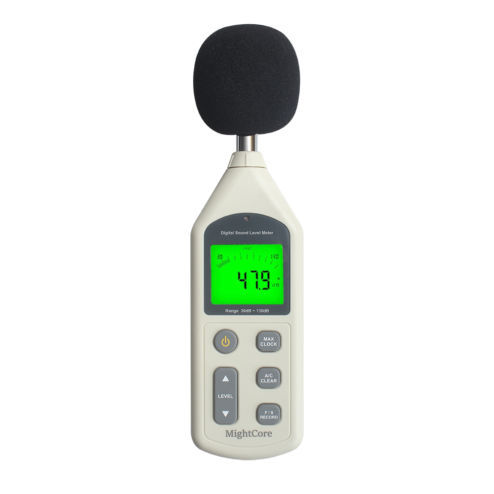MightCore Noisemeters,Portable Sound Level Meter with Backlight Display,Digital USB Noise Meter Sound Level Meter Decibel Meter 30-130dB A/C