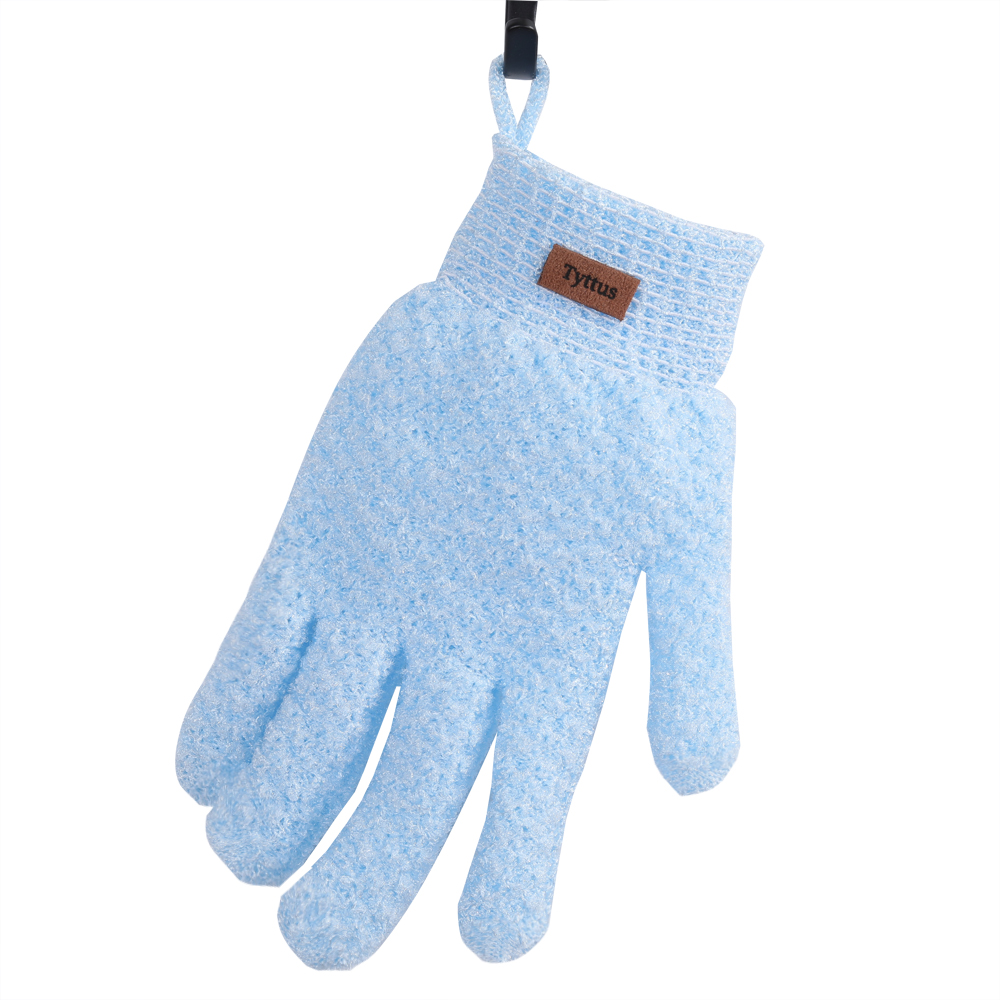 Tyttus 2PC Five Fingers Bath Gloves Bath Shower Sauna Scrubber Mitt for Men Women ( Blue).