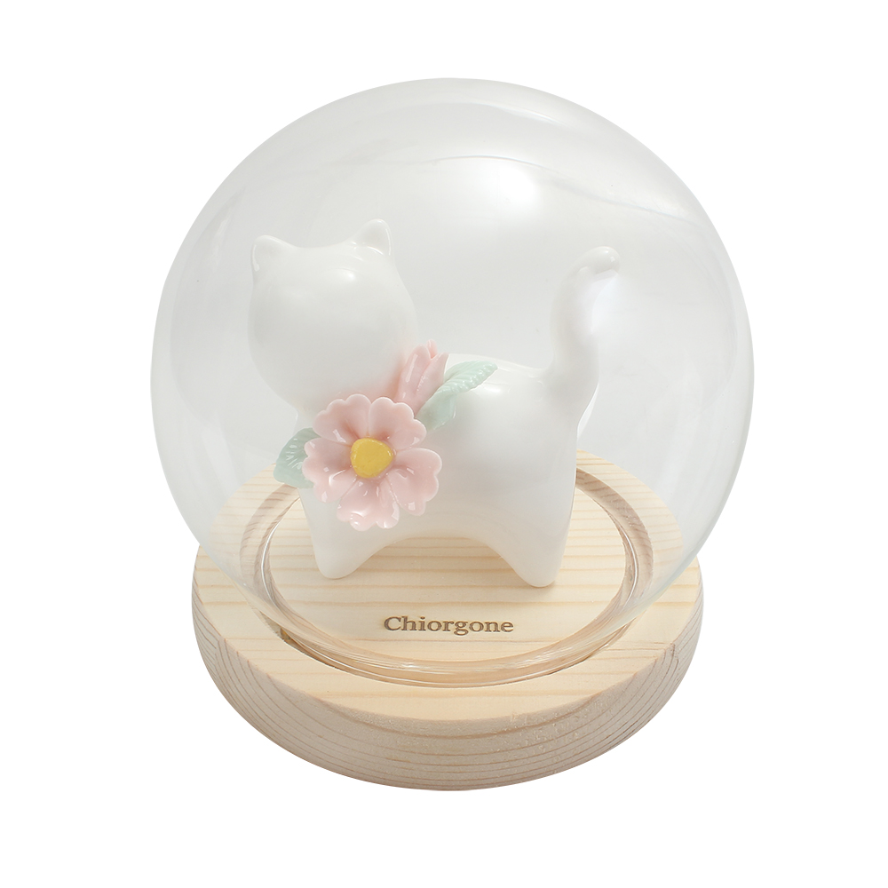 Chiorgone Works of art made of ceramic,Mini Cute Ceramic Cat Figurine With Base,Tabletop Ornaments, Home Office Decoration