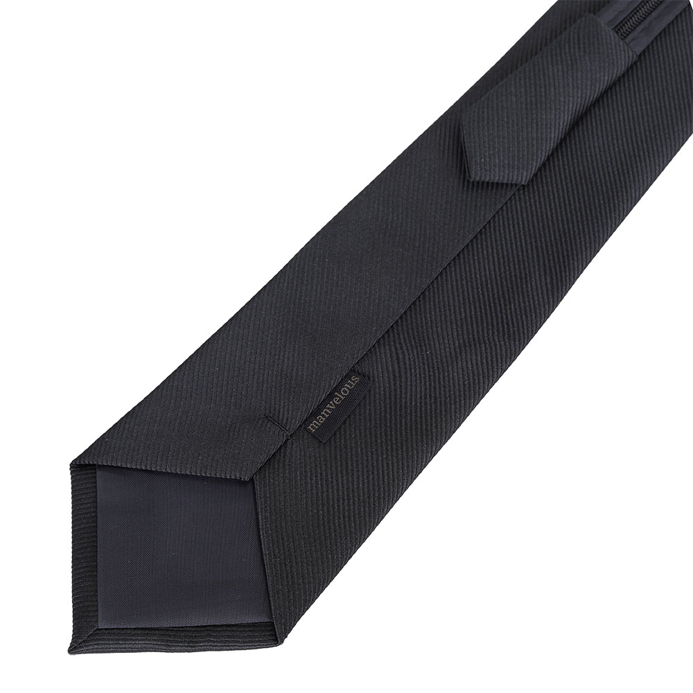 manvelous Men Solid Black Polyester Zip Up Neckties.