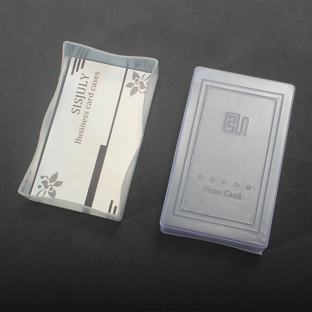 SISJULY Business Card Cases,Transparent Plastic Box,Rectangular Card Box (Holding 60 Sheets)