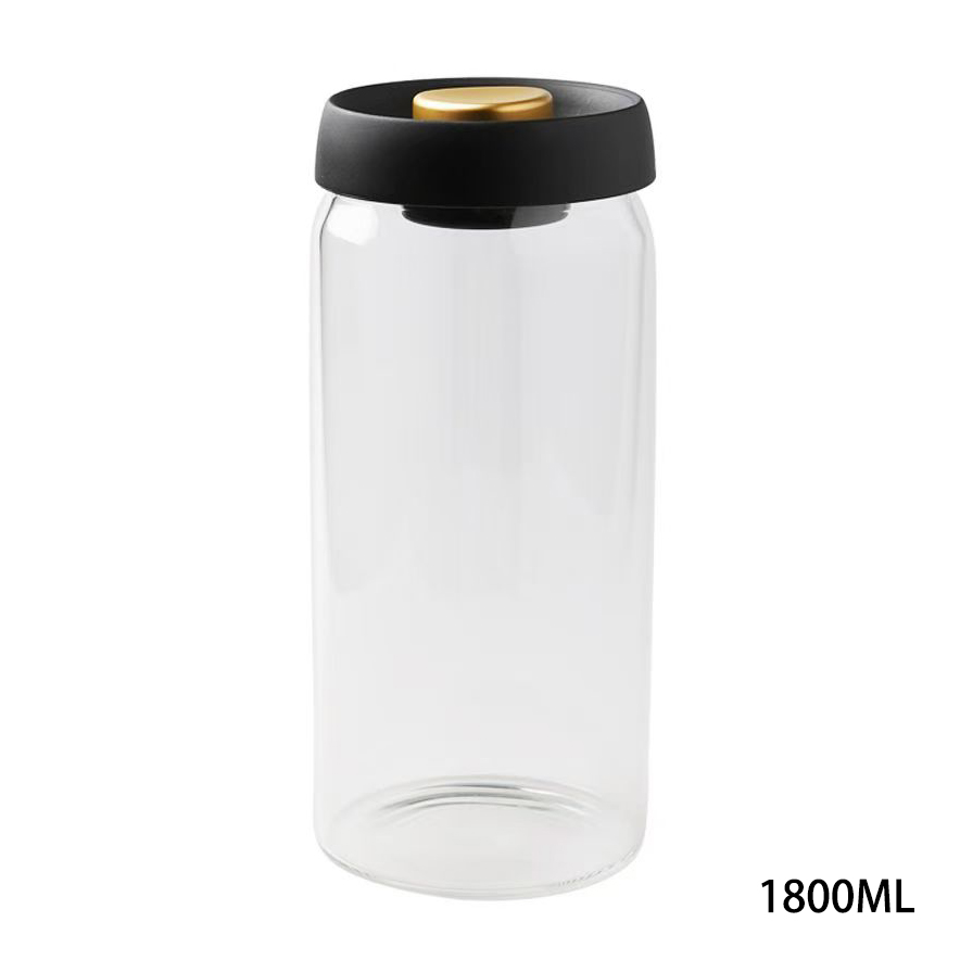Inqigi Containers for Household or Kitchen Use Vacuum Glass Jar 1800ML Coffee Bean Tea Jar Sealed Jar Moisture proof
