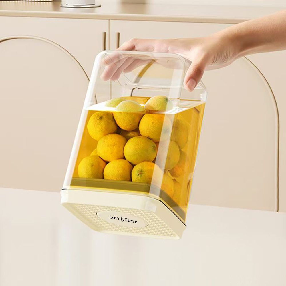 LovelyStore Kitchen Container Storage Jar,Press Type Sealed Jar,Plastic Jar for Miscellaneous Grains,Snack Storage Jar