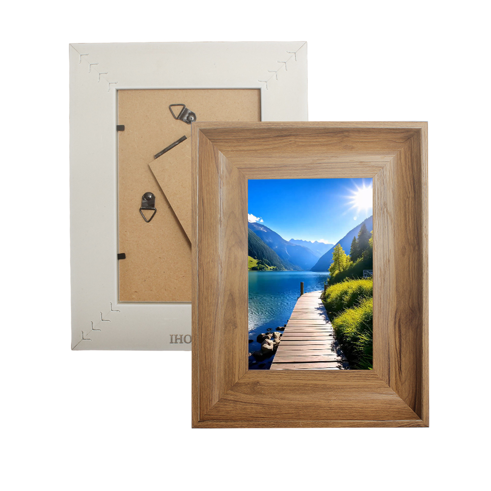 IHOOKS Picture Frame, 5x7 Inches Wood Picture Frame with Organic Glass for Home Bedroom Living Room Decoration,Horizontal & Vertical