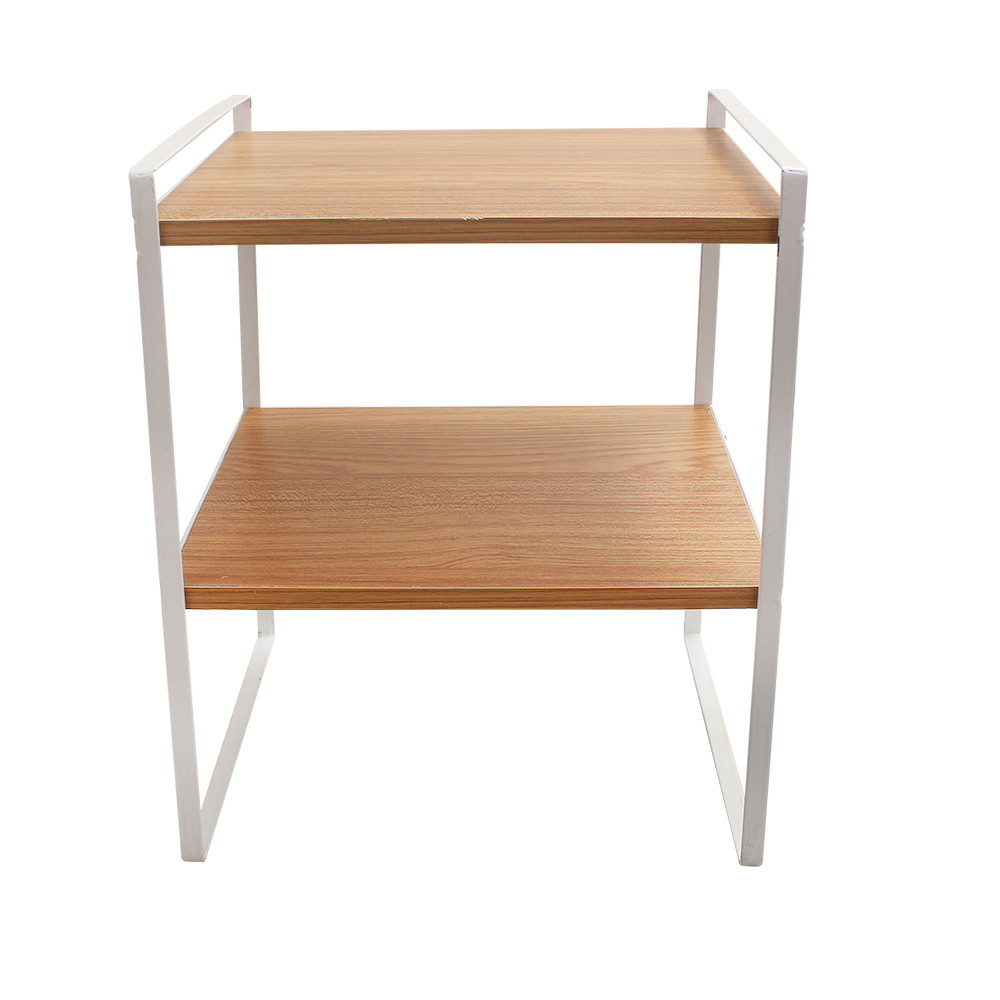 IHOOKS Shelves for Storage, 2 Tier Wood Desk Organizer Storage Rack and Freestanding Display Shelf for Office, Dormitory, Home