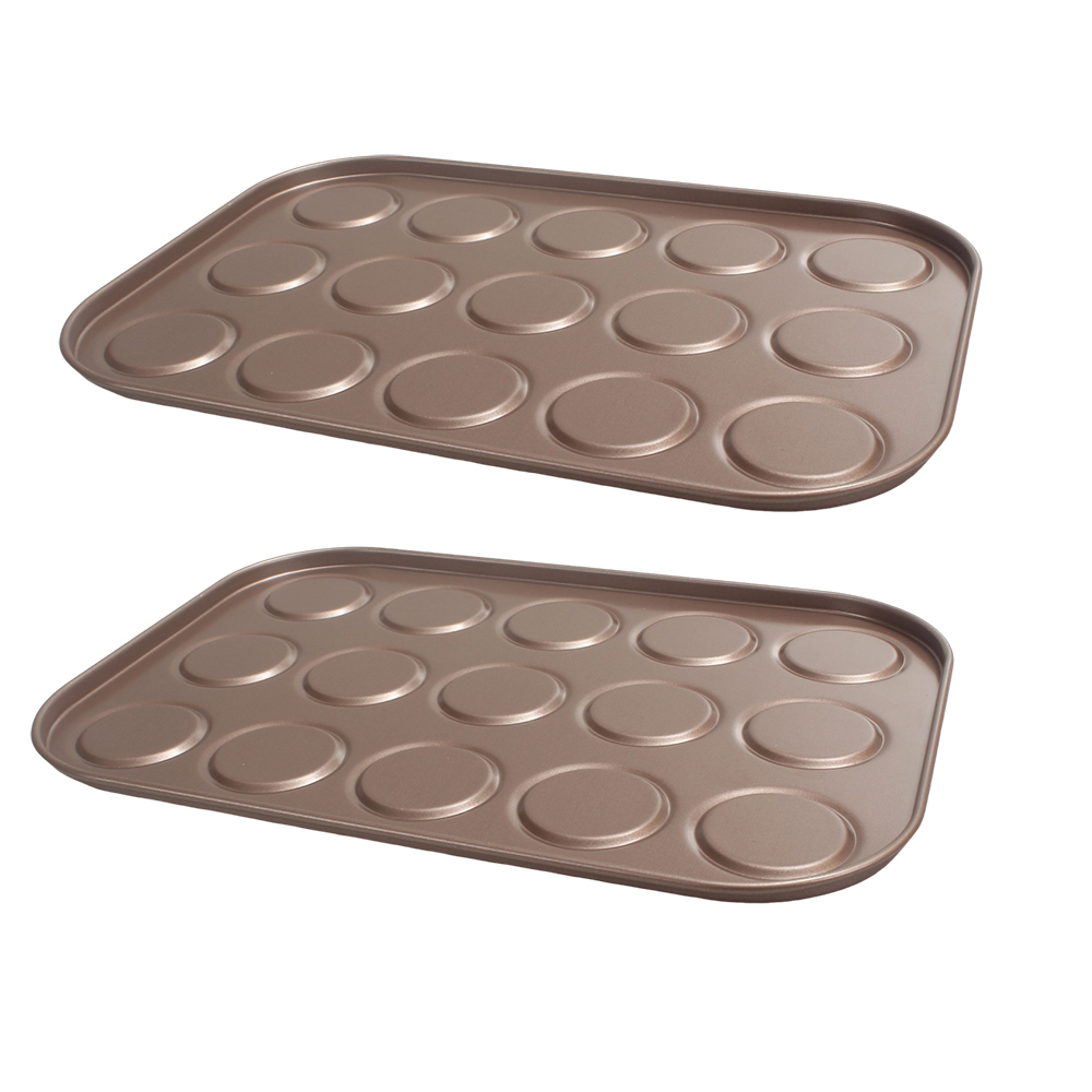 Sitanes Cookie Molds,High Temperature Resistant Non Stick Coated Carbon Steel Baking Pan for Pansuffin, Moon Pie, Cookies (15 Hole)