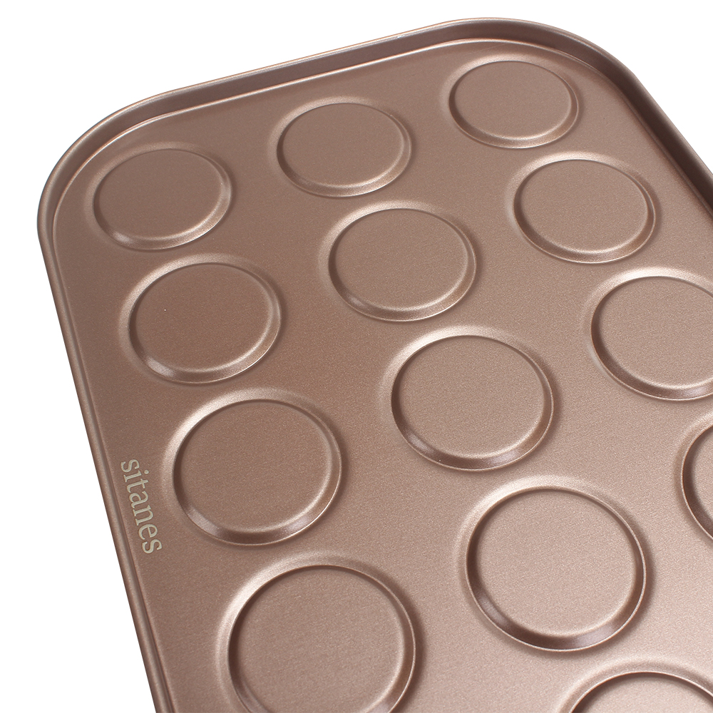 Sitanes Cookie Molds,High Temperature Resistant Non Stick Coated Carbon Steel Baking Pan for Pansuffin, Moon Pie, Cookies (15 Hole)