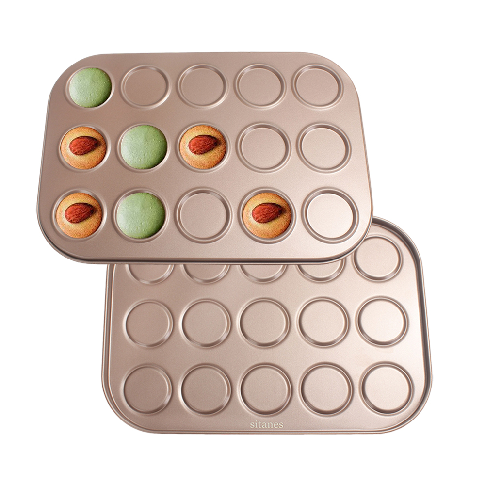 Sitanes Cookie Molds,High Temperature Resistant Non Stick Coated Carbon Steel Baking Pan for Pansuffin, Moon Pie, Cookies (15 Hole)