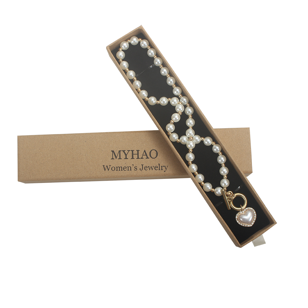 MYHAO Women's Pearl Necklaces,Heart Pendant Necklace, Crystal Rhinestone Trim Necklace For Women's Jewelry Gifts