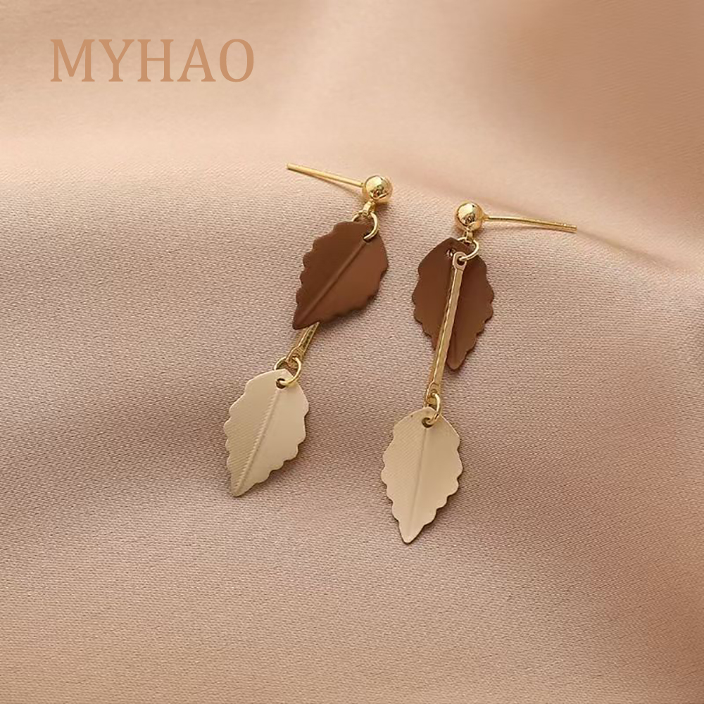 MYHAO Drop Earrings,Chain Link Leaf Dangle Drop Earrings For Women Fashion Jewelry Gifts