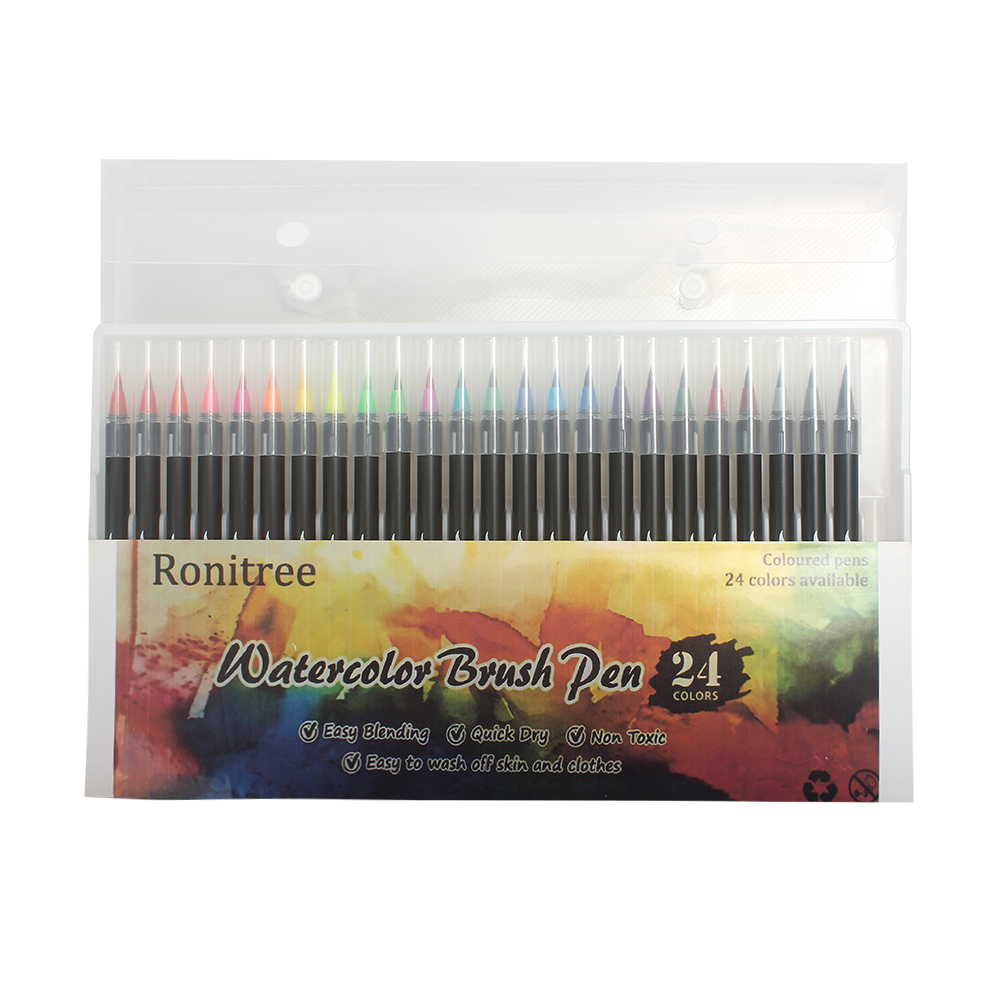 Ronitree Coloured pens,24 Colors Flexible Real Nylon Brush Tip Pens for Watercolor Painting,for Children Adult Coloring Sketching Books, Manga, Comic, Calligraphy