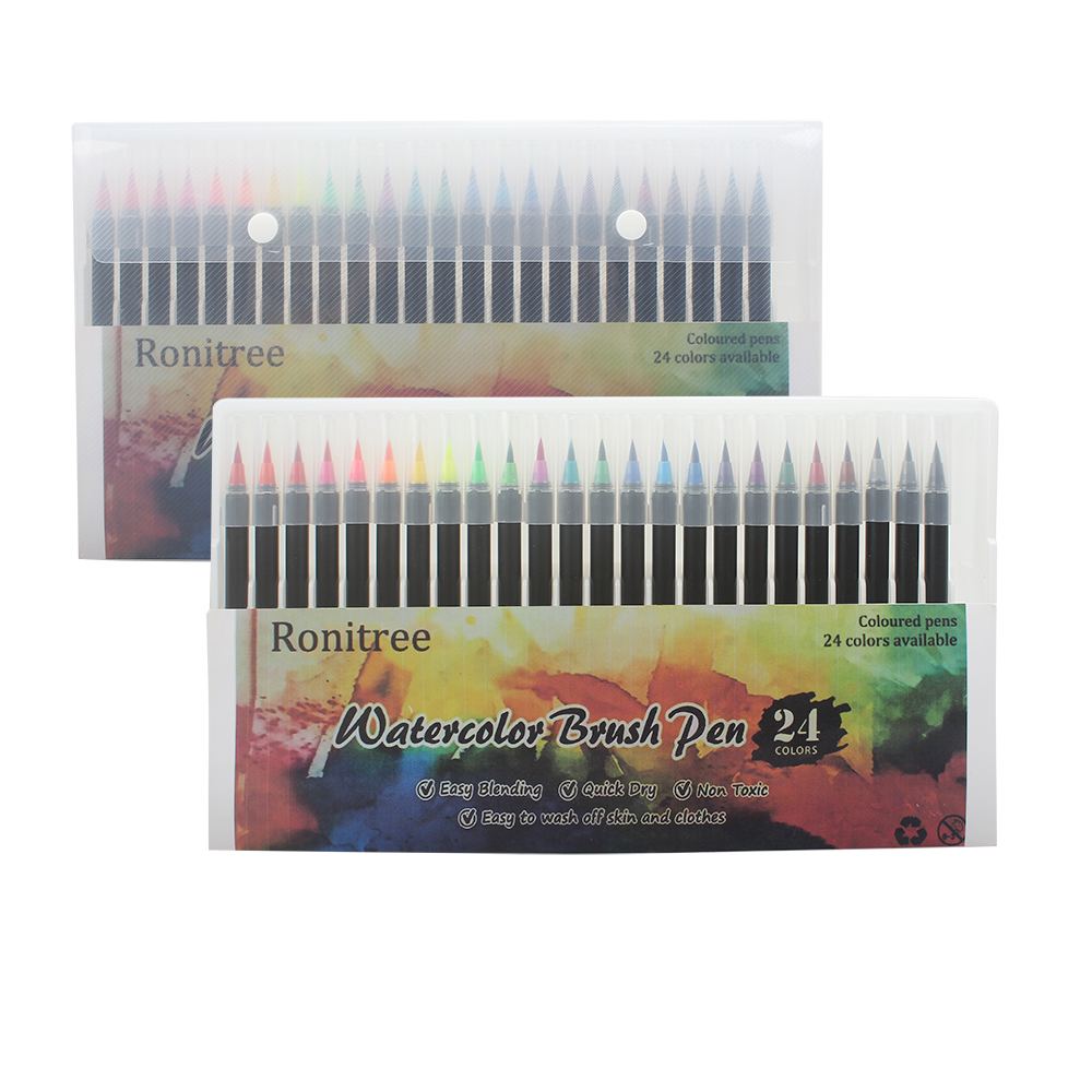 Ronitree Coloured pens,24 Colors Flexible Real Nylon Brush Tip Pens for Watercolor Painting,for Children Adult Coloring Sketching Books, Manga, Comic, Calligraphy