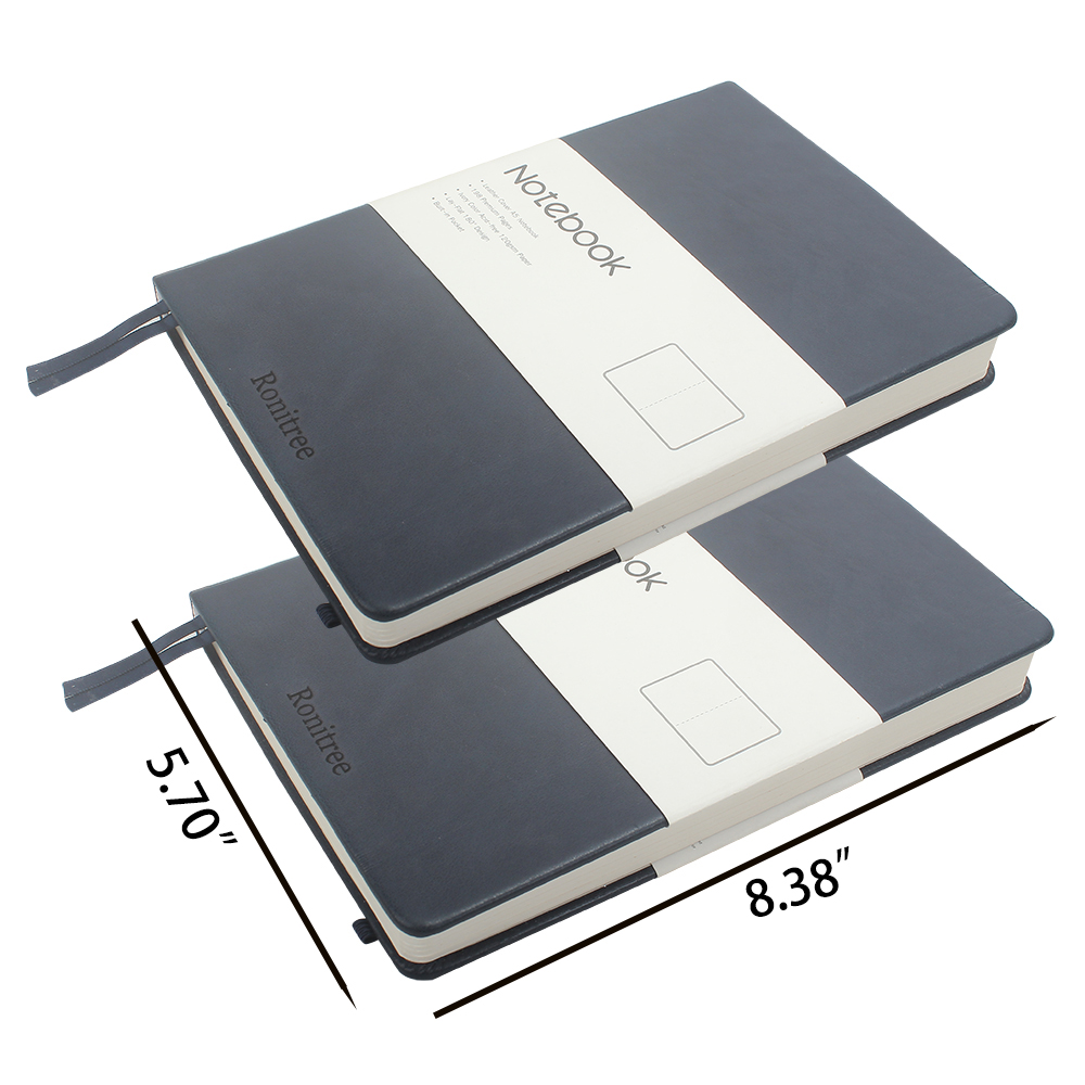 Ronitree Office Stationery A5 Notebook Journal, 120Gsm Premium Thick Paper with Leather Cover Notebook,198 Premium Pages,for Work School Note Taking, Office College Supplies 5.7"×8.38" (2, Navy Blue)