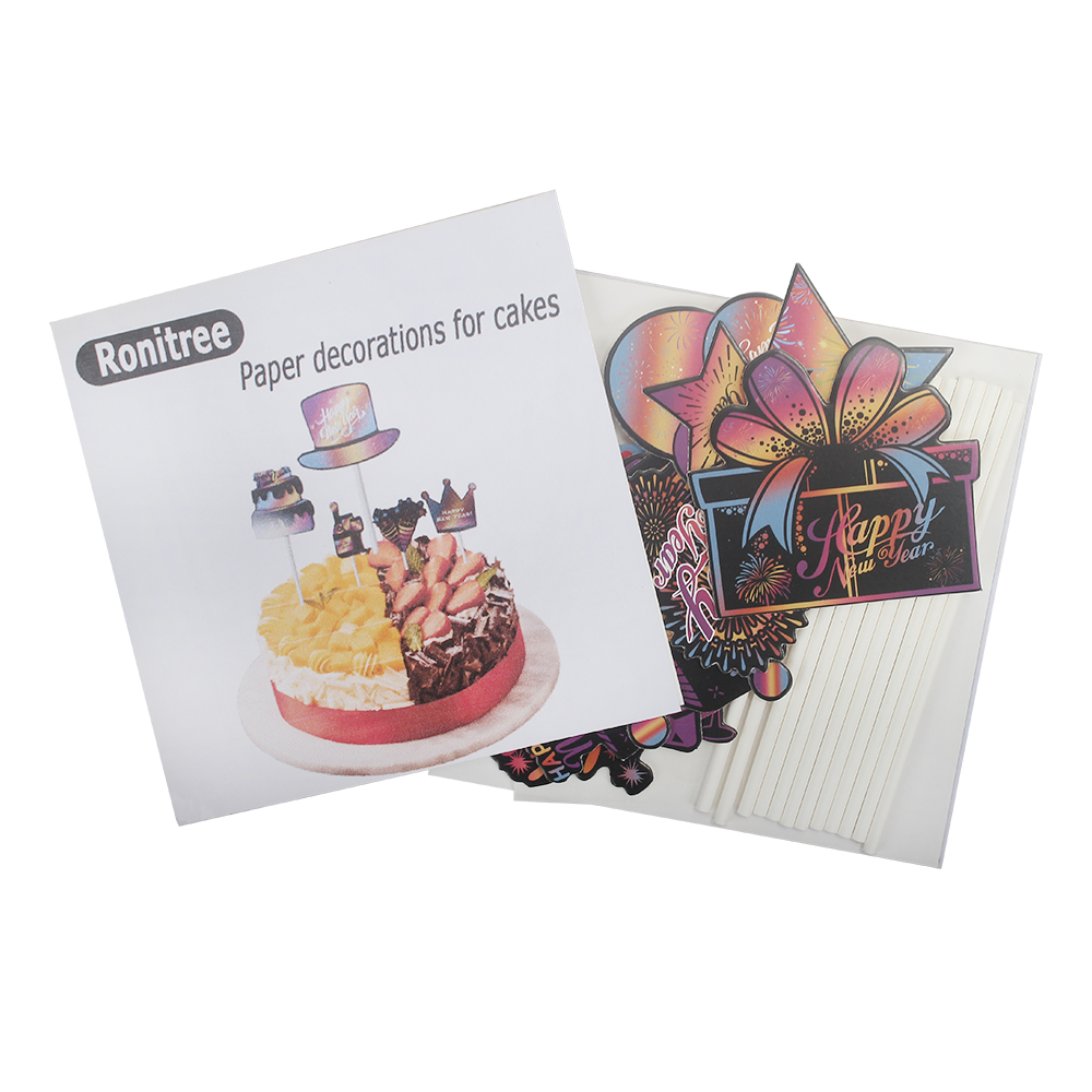 Ronitree Paper Decorations for Cakes,Happy New Year Cake Decor Kit-Party Toppers for Festive Celebrations
