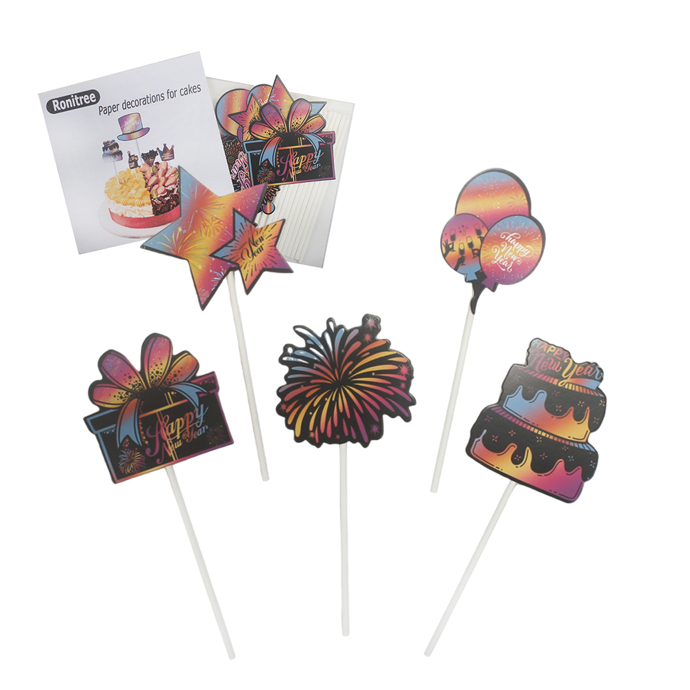 Ronitree Paper Decorations for Cakes,Happy New Year Cake Decor Kit-Party Toppers for Festive Celebrations