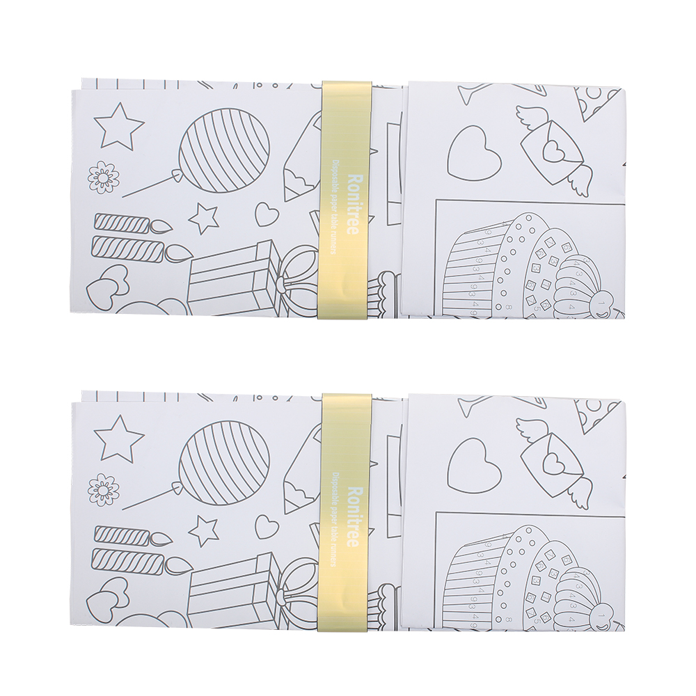 Ronitree Disposable Paper Table Runners with Coloring Designs - Fun for Parties, Kids' Activities, & Tabletop Decor