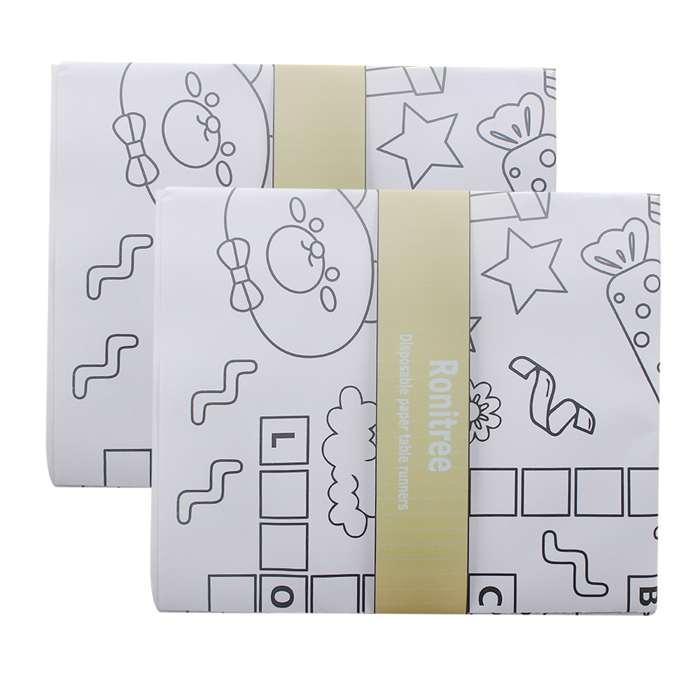 Ronitree Disposable Paper Table Runners with Coloring Designs - Fun for Parties, Kids' Activities, & Tabletop Decor